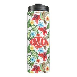 Tropical Hummingbird Monogram Thermal Tumbler