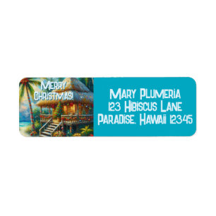Tropical Hut Christmas Palm Tree Return Address