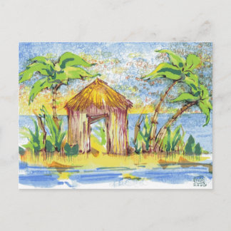 Tropical Hut Pop Art Postcard