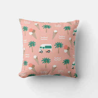 Tropical Ice Cream Adventure Throw Pillow