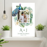 Tropical Indian Peacock Floral Wedding Photo