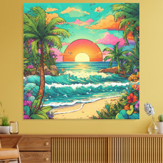 Tropical Ink Dusk Canvas Print