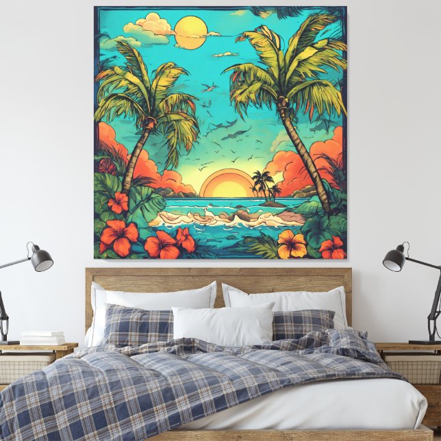  Tropical Ink Vista Canvas Print (Insitu(Bedroom))