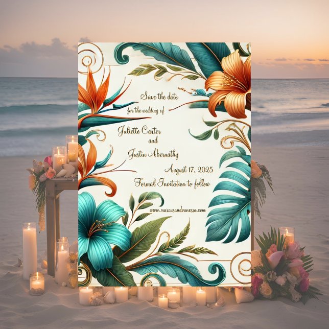 Tropical Iridescence Save The Date Card (Creator Uploaded)