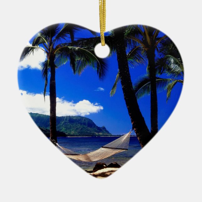 Tropical Island Afternoon Nap Kauai Hawaii Ceramic Ornament (Front)