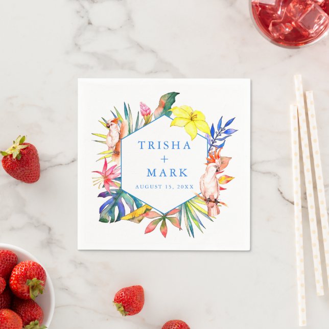 Tropical Island Beach Floral  Napkin (Insitu)