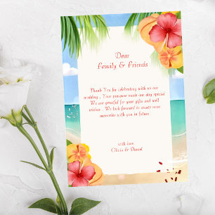 Tropical Island Beach Floral Wedding Thank You Card