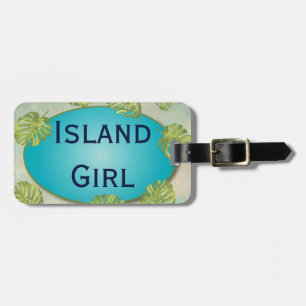 Tropical Island Beach Girl Luggage Tag