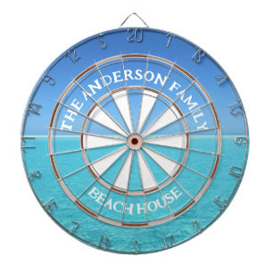Tropical Island Beach House Family Name Dartboard