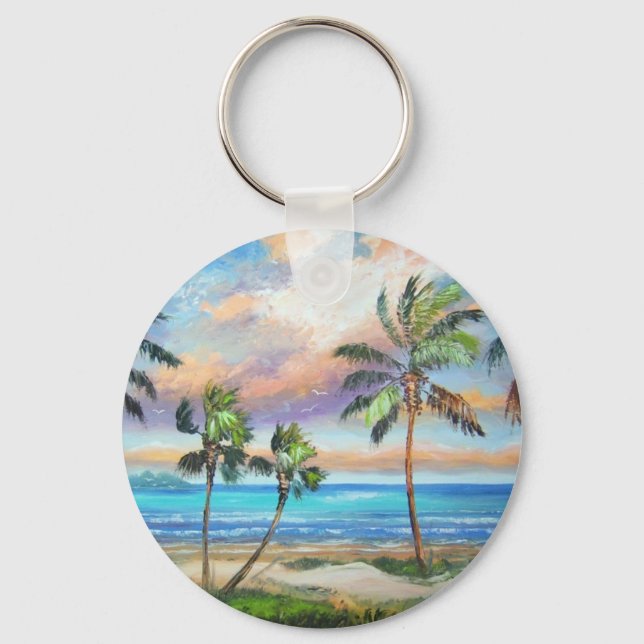 Tropical Island Beach Keychain (Front)
