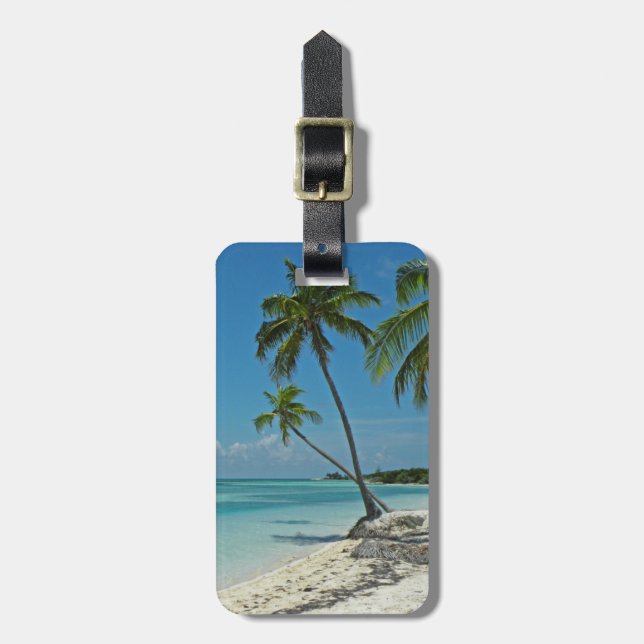 Tropical Island Beach Luggage Tag (Front Vertical)