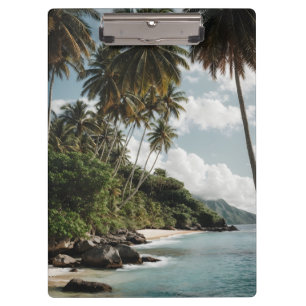 Tropical Island Beach Ocean Green Blue Photo Clipboard