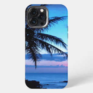 Tropical Island Beach Ocean Pink Blue Sunset Photo iPhone 13 Pro Max Case