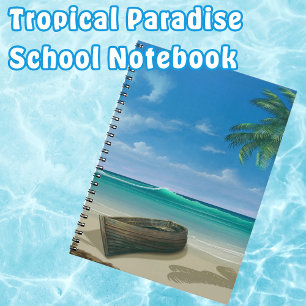 Tropical Island Beach Paradise Boat Notebook