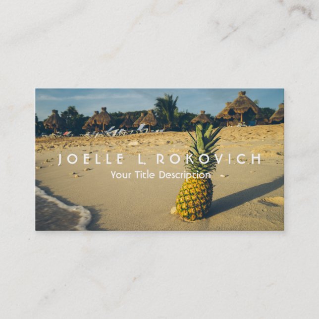 Tropical Island Beach Pineapple Travel Tourism Business Card (Front)