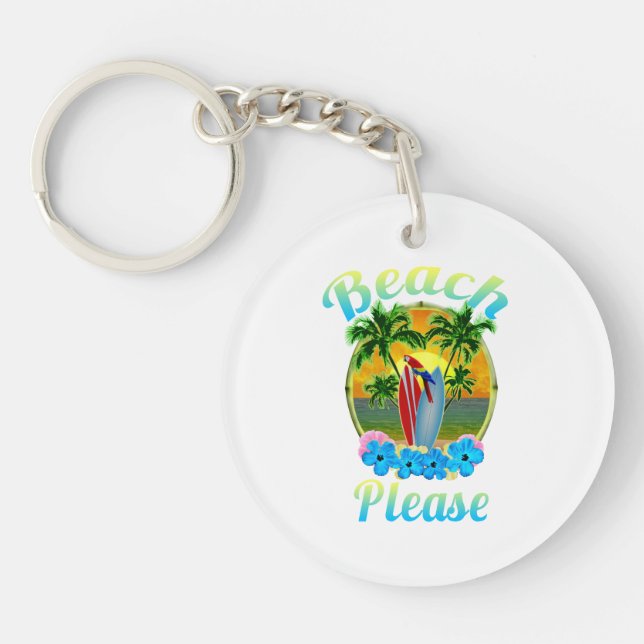 Tropical Island Beach Please Colourful Keychain (Front)