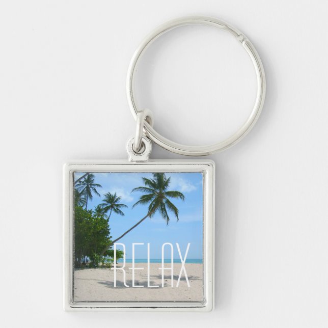 Tropical Island Beach "Relax" Keychain (Front)