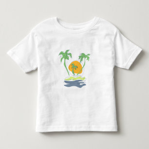 Tropical island beach scenery. Outline palm tree  Toddler T-shirt
