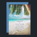 Tropical Island Beach Wedding Invitation<br><div class="desc">Turquoise waters,  white sand and palm tree design wedding invitations for your tropical destination or beach wedding. Customize the invitation with your wedding details. 

Feel free to contact me if you need assistance.</div>