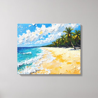 Tropical Island Beach Wrapped Canvas | Coastal Oce