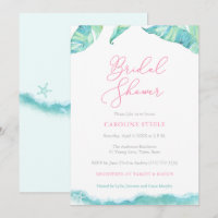 Tropical Island Bridal Shower Aqua and Fuchsia