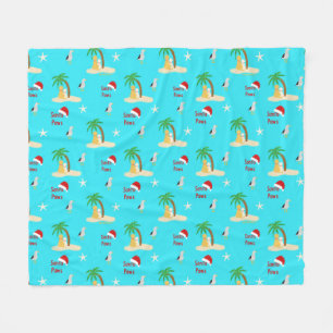 Tropical Island Christmas Dogs Fleece Blanket