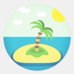 Tropical Island Emoji Classic Round Sticker