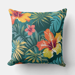 Tropical Island Floral Throw Pillow