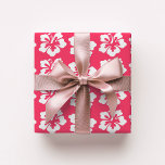 Tropical Island Hawaiian Hibiscus Flowe Pink Wrapping Paper<br><div class="desc">Tropical island theme gift wrapping paper features a pattern of white hibiscus flowers on a hot pink background. Perfect for beach,  Hawaiian and coastal themed Christmas,  wedding,  birthdays,  etc. Original artwork KL Stock.</div>
