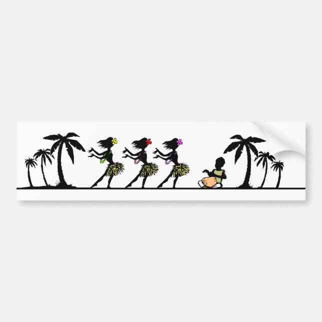 Tropical Island Hula Dancers Bumper Sticker (Front)