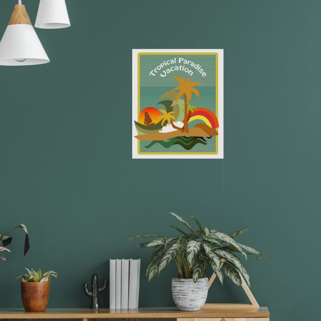 Tropical Island Illustration Poster (Living Room 1)