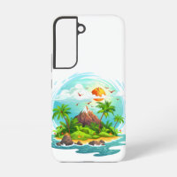 Tropical Island Illustration with Ocean View