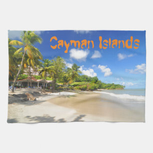 Tropical island in Cayman Islands Kitchen Towel