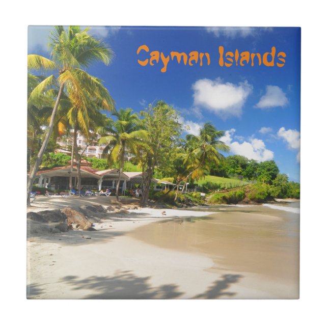 Tropical island in Cayman Islands Tile (Front)