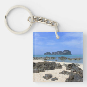 Tropical island keychain