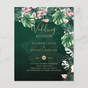 TROPICAL Island Leaves Emerald Green WEDDING Flyer