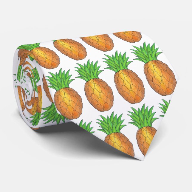 Tropical Island Luau Pineapple Hawaii Aloha Party Tie (Rolled)