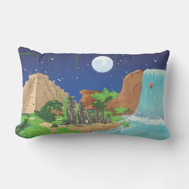 Tropical island lumbar pillow (Front)