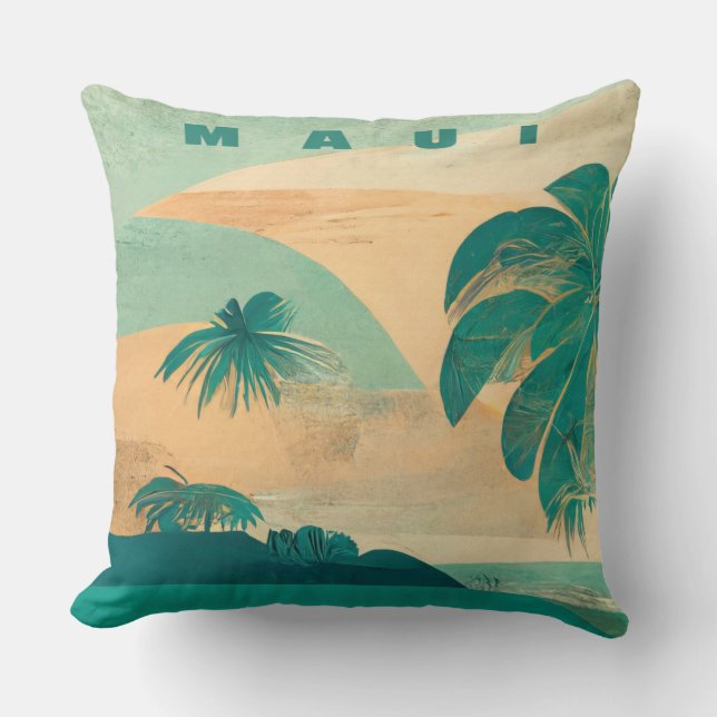 Tropical Island maui Throw Pillow (Front)