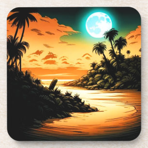 Tropical Island Moonlight Coaster