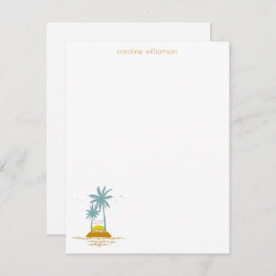 Tropical Island Ocean and Palm Trees Personalized  Card
