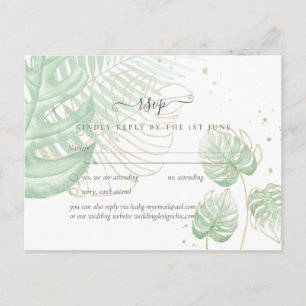 Tropical Island Palm Leaves Beach Wedding Postcard