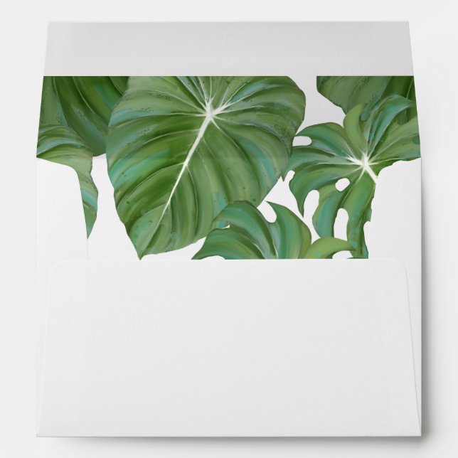 Tropical Island Palm Tree Jungle Leaf Foliage Art Envelopes (Back (Bottom))
