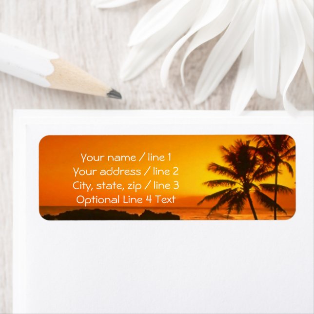 Tropical Island Palm Tree Sunset Address Labels (Insitu)