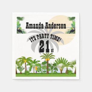 Tropical Island Palm Tree Sunset Invitation Napkin