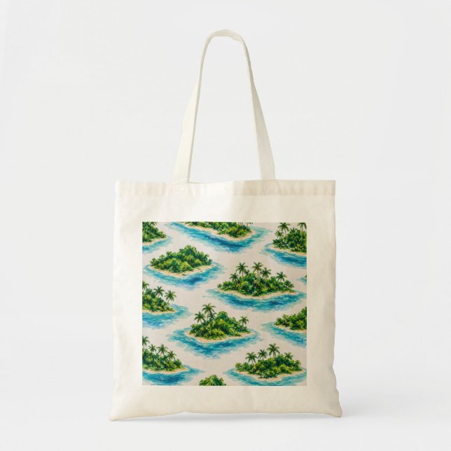 Tropical Island Palm Tree Tote Bag (Front)