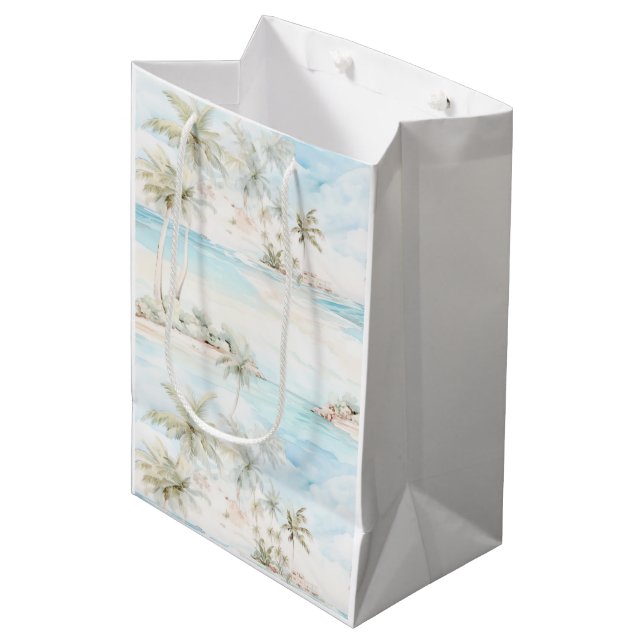 Tropical Island Palm Trees Beach  Medium Gift Bag (Front Angled)