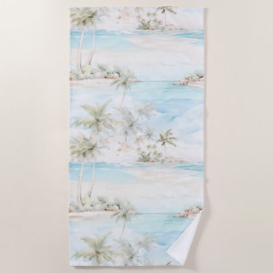 Tropical Island Palm Trees Beach Towel