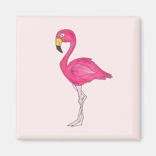 Tropical Island Paradise Hot Pink Flamingo Bird Magnet