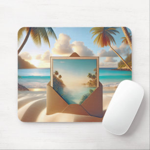 Tropical Island Postcard In Envelope Mouse Pad